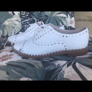 White leather oxfords